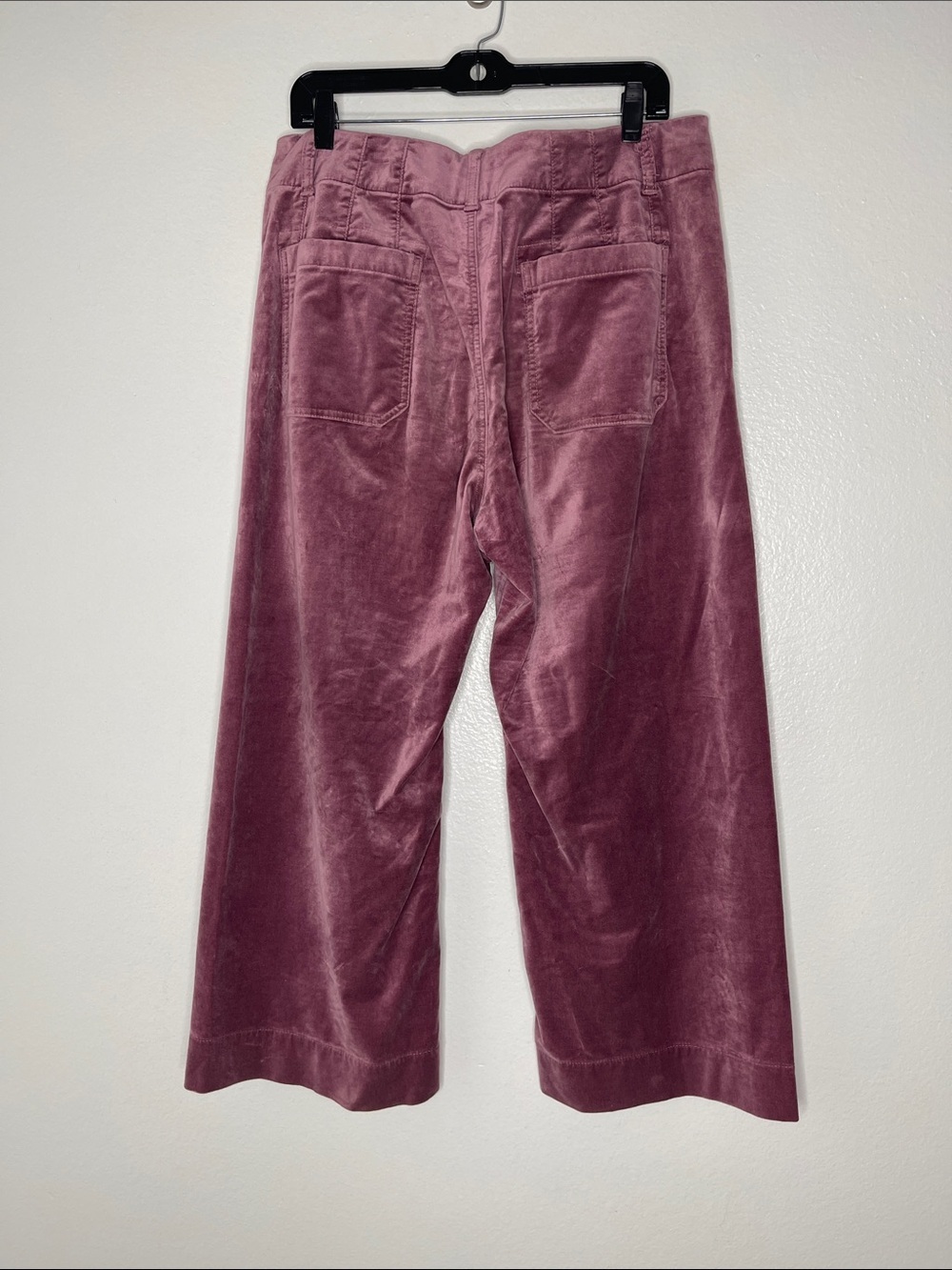 Anthropologie Maeve Colette Cropped Wide Leg Pant Velvet Pants In Mauve Size 32 - Picture 5 of 7